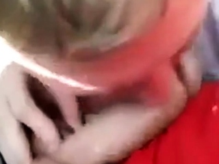 Blonde boy sucks daddy in the car